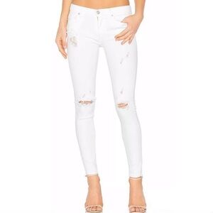 Hudson Nico Distressed Mid Rise Ankle Skinny Jeans ~ White Size 31